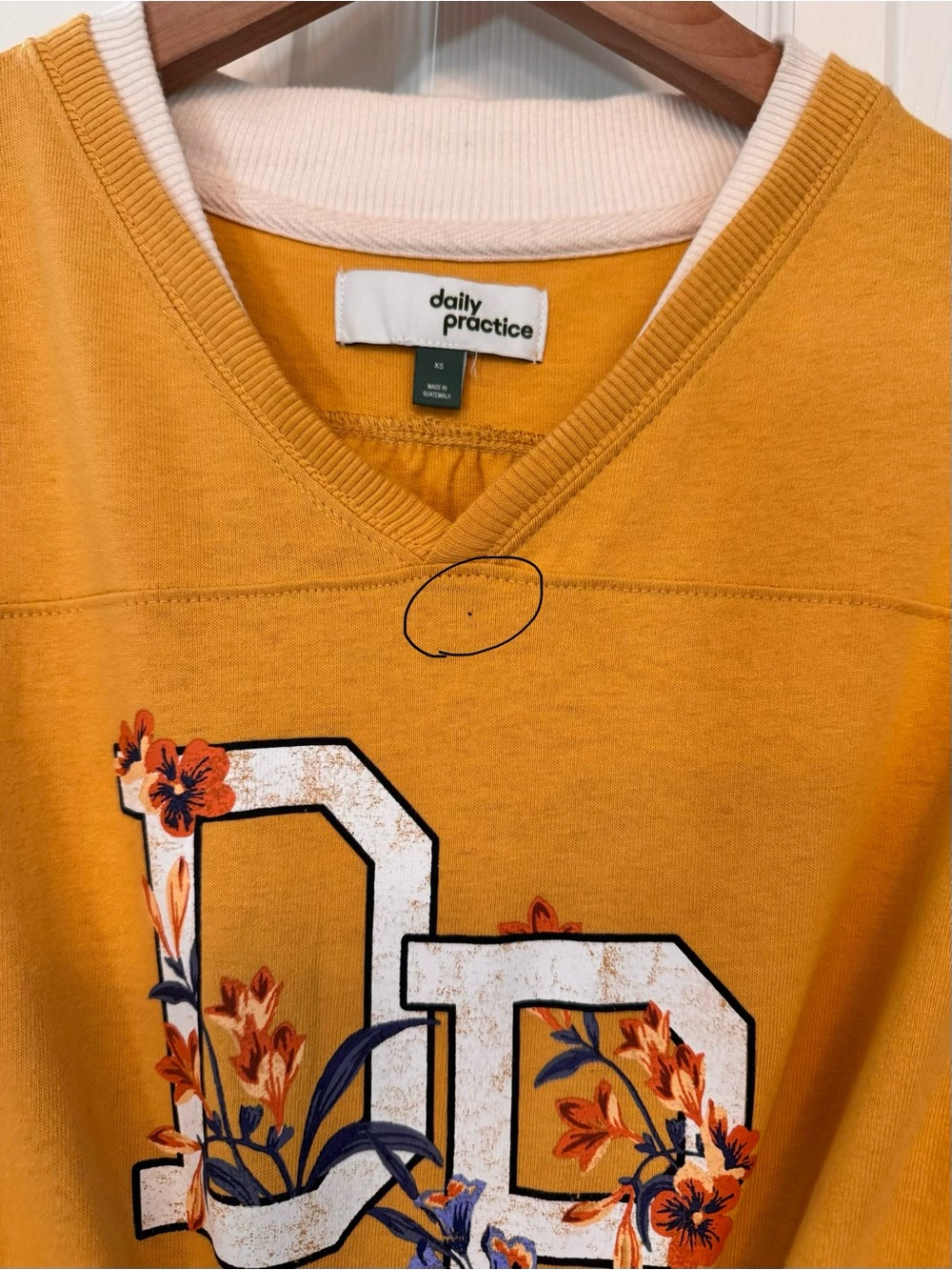 Anthropologie Mustard and White Layered-Look Floral Sweatshirt - Picture 5 of 5